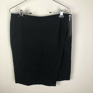 CAbi 998 Women‎ Charcoal Faux Wrap Skirt sz 6 NWT Black Zipper